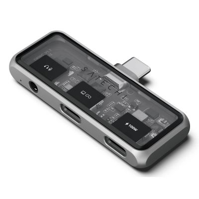 Satechi Mobile XR Hub, mobiler USB-C-Adapter mit Audio (1x USB-C 100W PD; 2.0 Daten und Audio, 1x USB-C DP 1.4 4K@60Hz; 3.0 10 Gbit/s, 1x 3,5-mm-Audio-Ein-/Ausgang), Space Grau