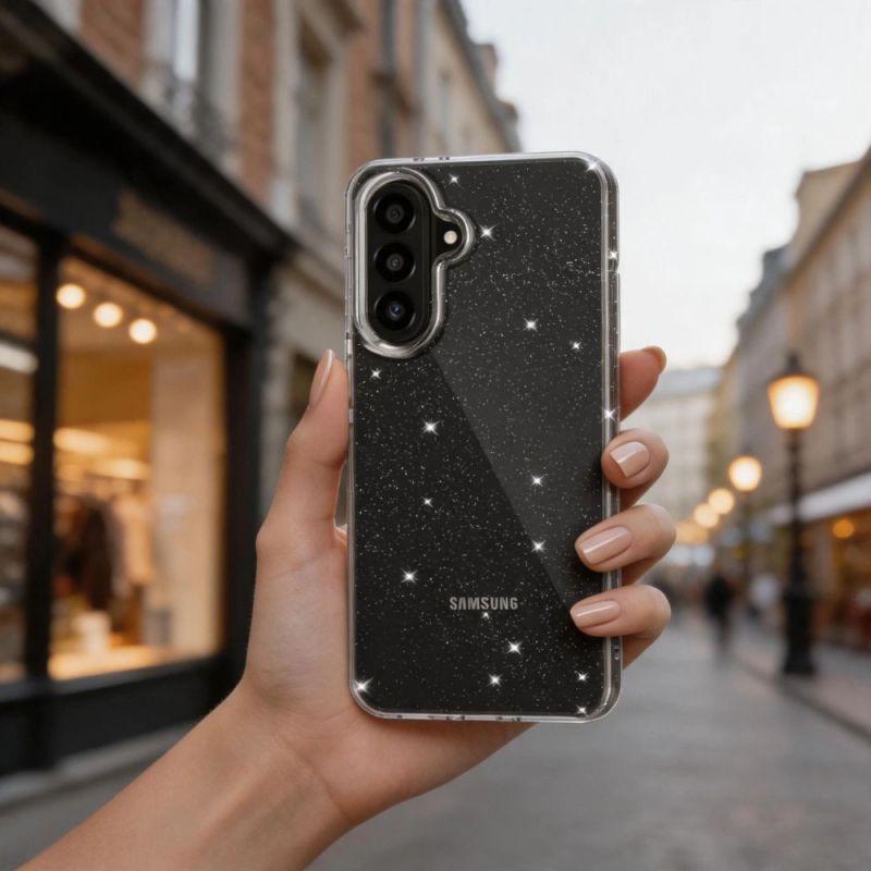 4. Tech-Protect FlexAir Hülle für Samsung Galaxy A27 5G – Transparenter Glitzer