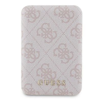 Guess Induction Powerbank 15W GUPB5FP4EMGP 5000mAh rosa/rosa 4G Leder Metall Logo MagSafe
