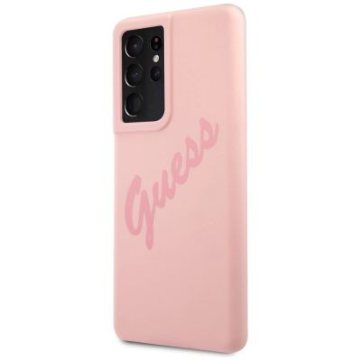 2. Guess GUHCS21LLSVSPI S21 Ultra G998 pink/pink Hardcase Script Vintage