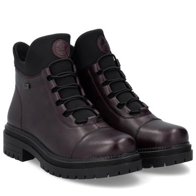 10. Gefütterte Damen-Trapperstiefel in Burgunderrot, Modell Rieker Y3163-35