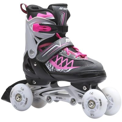 18. Rollschuhe - Rollschuhe - Eislaufen 4-in-1 ENERO PRO LED 26-29 Pink-Grau