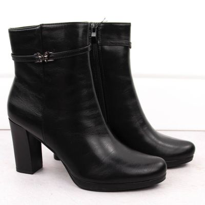9. Damen-Stiefeletten mit Blockabsatz, gefüttert, schwarz, M.Daszyński AF125-22