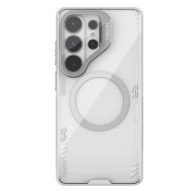 Nillkin Iceblade Prop Magnethülle mit Kameraabdeckung und Ständer, kompatibel mit MagSafe für Samsung Galaxy S26 Ultra – Transparentgrau
