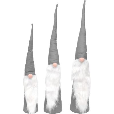 12. Set aus grauen Deko-Weihnachtsmännern, 60, 70, 80 cm