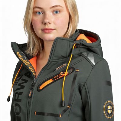 6. Geographical Norway Reine Ass A EO DB 007 W Softshelljacke WU8184F/GNO-Dunkelgrau/Orange