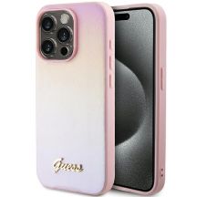 Guess Saffiano Iridescent Script Hülle für iPhone 14 Pro Max – Rosa