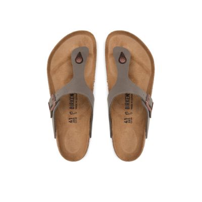 10. Birkenstock Gizeh Birko-Flor Nubuk Stone Regular Damen Flip-Flops Grau-Beige Weit (43391)