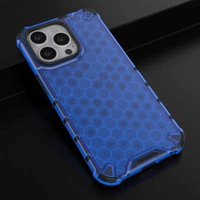14. Honeycomb Handyhülle Schutzhülle mit TPU Rahmen für iPhone 13 Pro blau