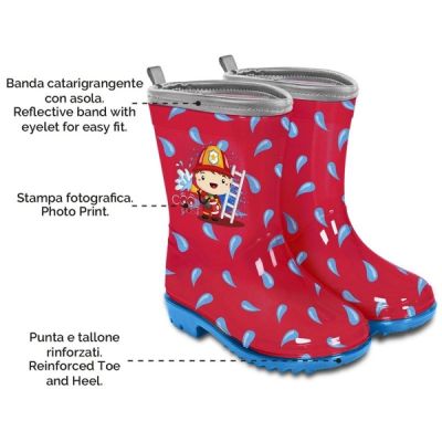 7. Perletti Kinder-Regenstiefel „Kleiner Feuerwehrmann“ für Jungen