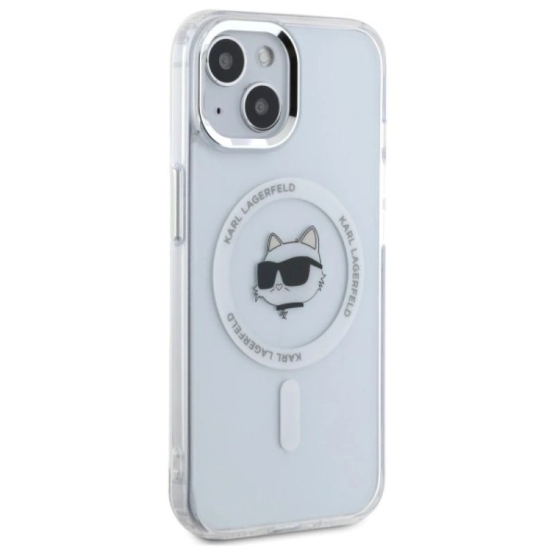 4. Karl Lagerfeld IML Metal Choupette Head MagSafe iPhone 15 Plus Hülle - Weiß
