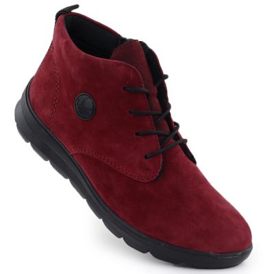 8. Damen-Ankle-Boots aus Wildleder in Burgunderrot, Modell Rieker Z0022-35