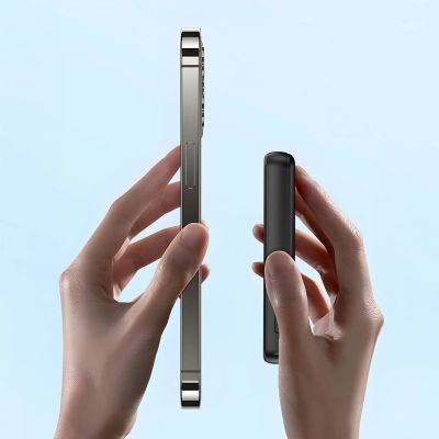 4. Dudao K14S+ 10000mAh 22,5W Magnetische Powerbank USB-A + USB-C kompatibel mit MagSafe und Ständer - Schwarz