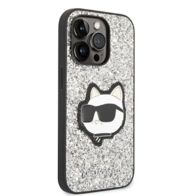 4. Karl Lagerfeld KLHCP14XG2CPS iPhone 14 Pro Max 6,7" Silber/Silber Hardcase Glitter Choupette Patch