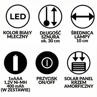 21. Solarlampe, Kugelleuchte aus Kunststoff mit Clip, 10 x 30 cm, 2er-Set