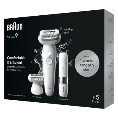 2. Braun Silk-épil 9 9-341 Enthaarungsbürsten, 40 Pinzetten, Weiß