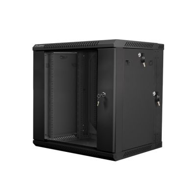 8. Zweiteiliger wandmontierter 19-Zoll-Rackschrank 12U 600x600, schwarz, Lanberg (Flatpack)