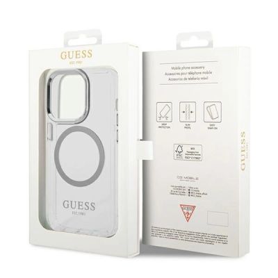 8. Guess GUHMP14XHTRMS iPhone 14 Pro Max 6,7" srebrny/silver hard case Metal Outline Magsafe