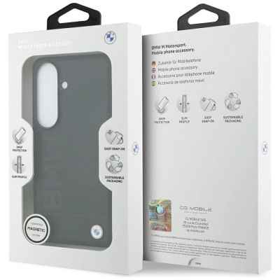 8. BMW Leder-MagSafe-Hülle mit Heißprägung für Samsung Galaxy S26 – Schwarz