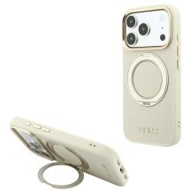 Guess Ring Stand 360 Grained Classic Logo MagSafe Hülle für iPhone 18 Pro Max / 17 Pro Max - beige
