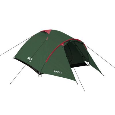 4. NILS CAMP Rocker NC6013 Campingzelt für 3 Personen, grün und rot