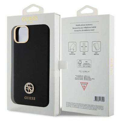 8. Guess Silicone Logo Strass 4G Case für iPhone 15 Plus / 14 Plus 6.7" - Schwarz
