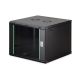 10. DYNAmic 19" 9U Rack 600x600 Wandmontage-Netzwerkschrank, Glastür, schwarz, ungeteilt, montiert, 60 kg