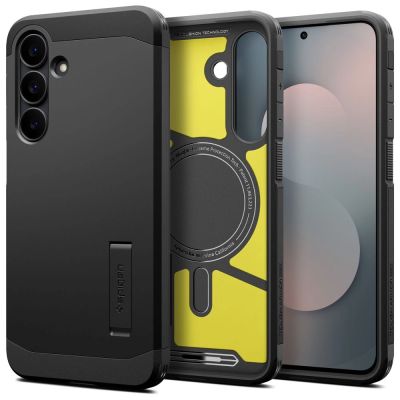 Spigen Tough Armor Mag MagSafe Hülle für Samsung Galaxy S25 FE – Schwarz und Gelb