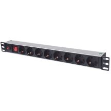 INTELLINET STROMVERSORGUNGSSTREIFEN-RACK 19 x 8 1U SCHUKO 3M SICHERUNG 713986