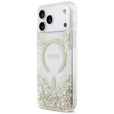2. Guess MagSafe-Hülle mit Harzboden und Glitzer für iPhone 18 Pro Max / 17 Pro Max – Gold