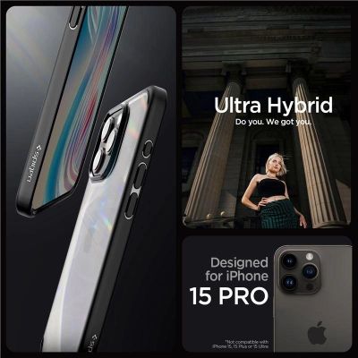 Spigen Crystal Hybrid-Hülle für iPhone 15 Pro – Schwarz