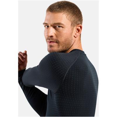 Odlo PERFORMANCE WARM BL TOP Herren-Thermoshirt mit Rundhalsausschnitt und langen Ärmeln, schwarz, Größe M