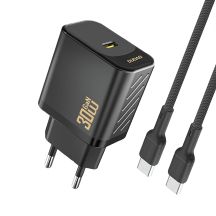 Dudao A27PCEU PD 30W GaN USB-C Wandladegerät mit USB-C-Kabel – Schwarz