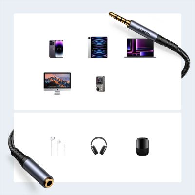 12. Joyroom Stereo-Audiokabel AUX 3,5 mm Miniklinke (männlich) – Miniklinke (weiblich) 1,2 m schwarz (SY-A09)