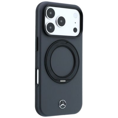 4. Mercedes Lederhülle mit Ringständer und MagSafe-Funktion für iPhone 18 Pro Max / 17 Pro Max – Dunkelgrau