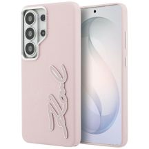 Karl Lagerfeld Schutzhülle mit genarbtem Logo aus Metallharz für Samsung Galaxy S26 Ultra – Pink