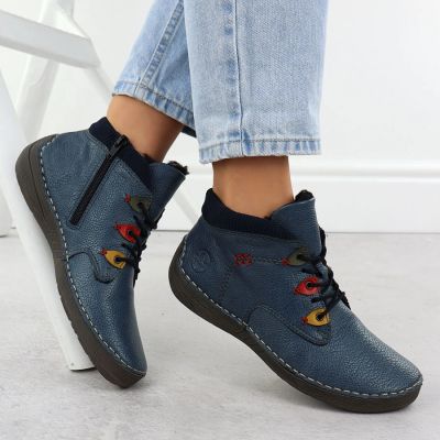 10. Gefütterte komfortable blaue Damenstiefeletten Rieker 52544-14