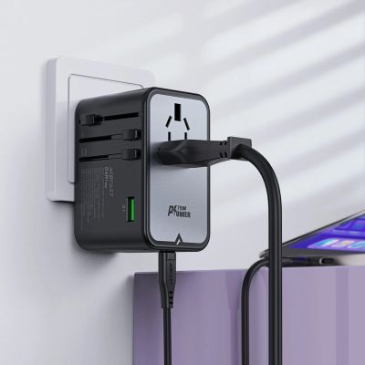 4. Acefast Z1 GaN 75W PD Reiseladeadapter 3x USB-C 2x USB-A - Schwarz