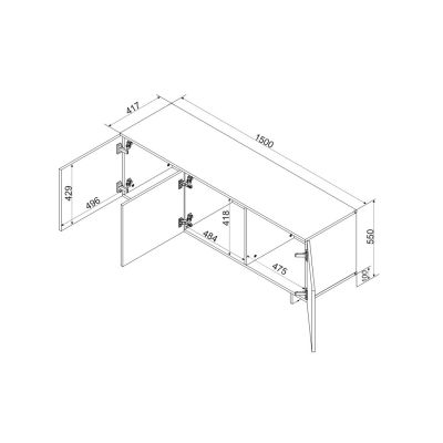 3D-TV-Schrank ALMA 150x41,5xH55 Kaschmir