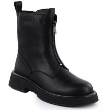 Schwarze Damen-Ankle-Boots aus Leder, Goe SS2N4145
