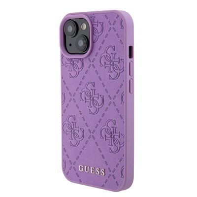 2. Guess GUHCP15SP4EPMU iPhone 15 6,1" lila/helllila Hardcase Leder 4G gestempelt