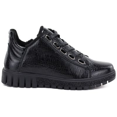2. Damen-Ankle-Boots aus Lackleder, schwarz, Vinceza 133122