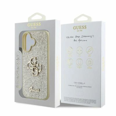 4. Guess Fixed Glitter Big 4G Hülle für iPhone 16 – Gold