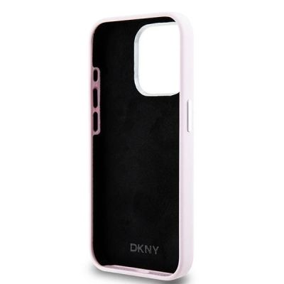 7. DKNY Liquid Silicone Small Metal Logo MagSafe-Hülle für iPhone 14 Pro – Rosa