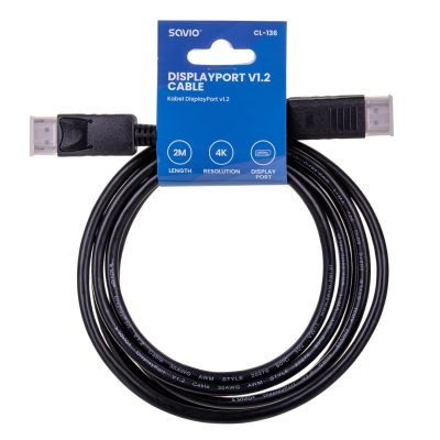 2. SAVIO CL-136 Kabel (DisplayPort M - DisplayPort M; 2 m; schwarz)