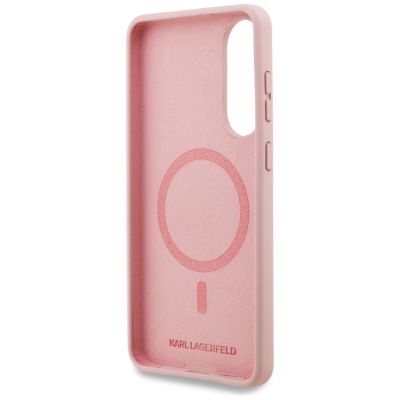7. Karl Lagerfeld Silikon Nauble Heads And Circle MagSafe Hülle für Samsung Galaxy S25 Edge - Pink