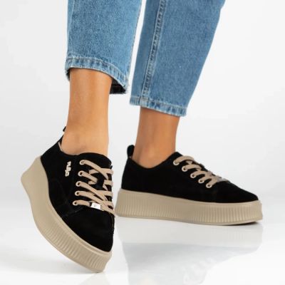 2. Schwarze Leder-Plateau-Sneaker Filippo DP6122