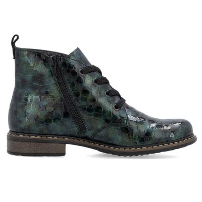 35. Damen-Lackstiefeletten in grüner Kroko-Optik Rieker 71205-90