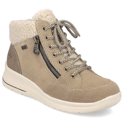 33. Beige Damen-Lederboots, wasserdicht – Rieker L7701-24