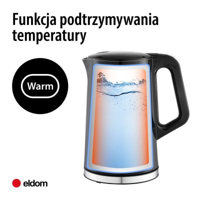 12. ELDOM Akku-Wasserkocher mit Temperaturregelung C540 Jetty 1,7 l 2200 W Schwarz